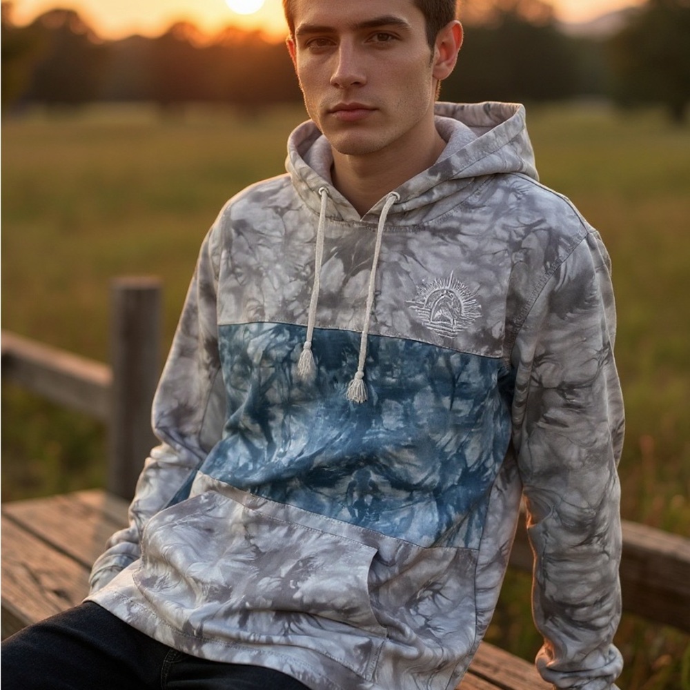 EMPYRE Gray and Blue Tie-Dye Hoodie Size L Men/Women Unisex Fall/Spring/Winter